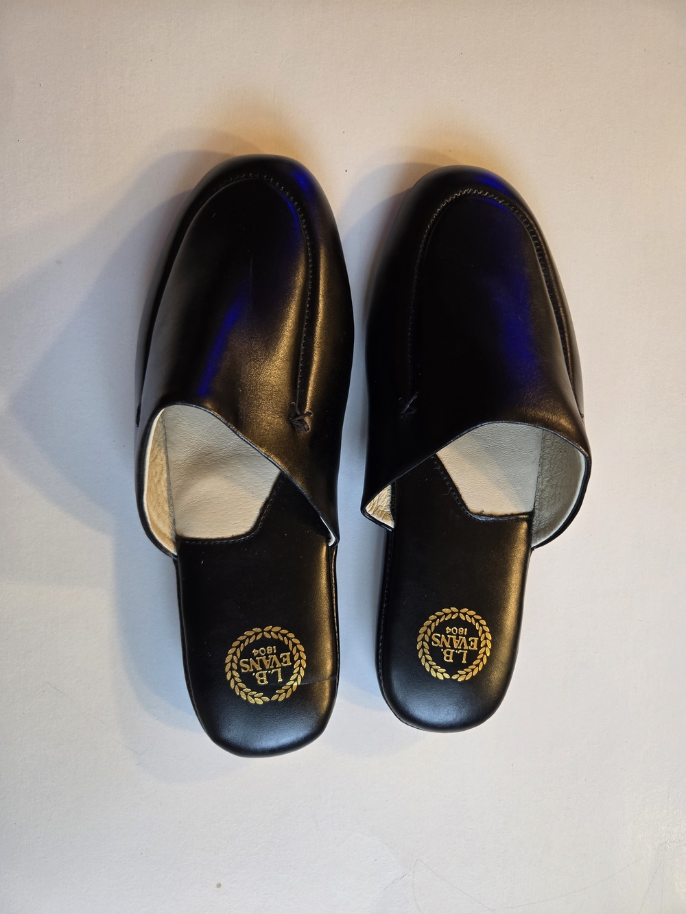 L.B. Evans Duke Scuff 2761 Men's 9.5 M Black Leather Slip On Slippers Shoes